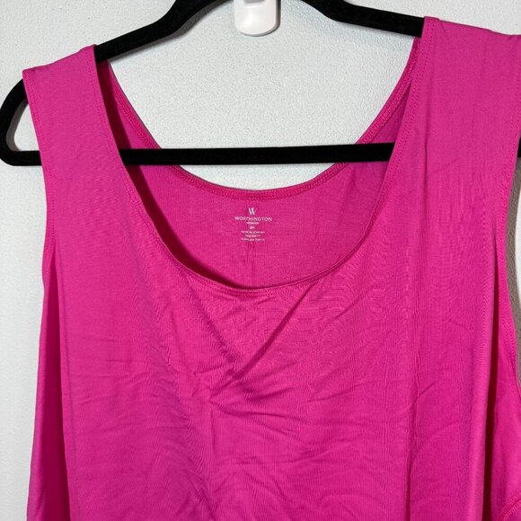 Worthington Womens Hot Pink Tank Top 3X Stretch Layering Piece Sleek Scoop Neck - Picture 3 of 10